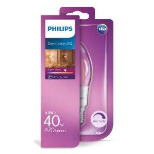 Philips LED filament lamp E14 4,5W (40W) kaars dimbaar