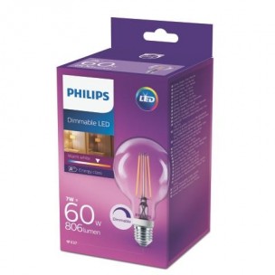 Philips LED filament lamp E27 7W (60W) globe dimbaar