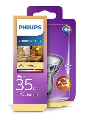 Verslijten paperback Sortie Philips led lamp GU10 4W (35W) dimbaar Warmglow 8718696562826