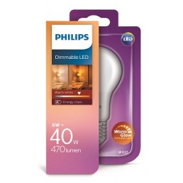 Philips LED WarmGlow led lamp E27 6W dimbaar